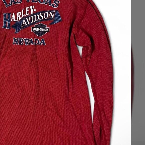 Vintage Harley Davidson Las Vegas long sleeve knit scoop neck red long sleeve - Picture 7 of 7